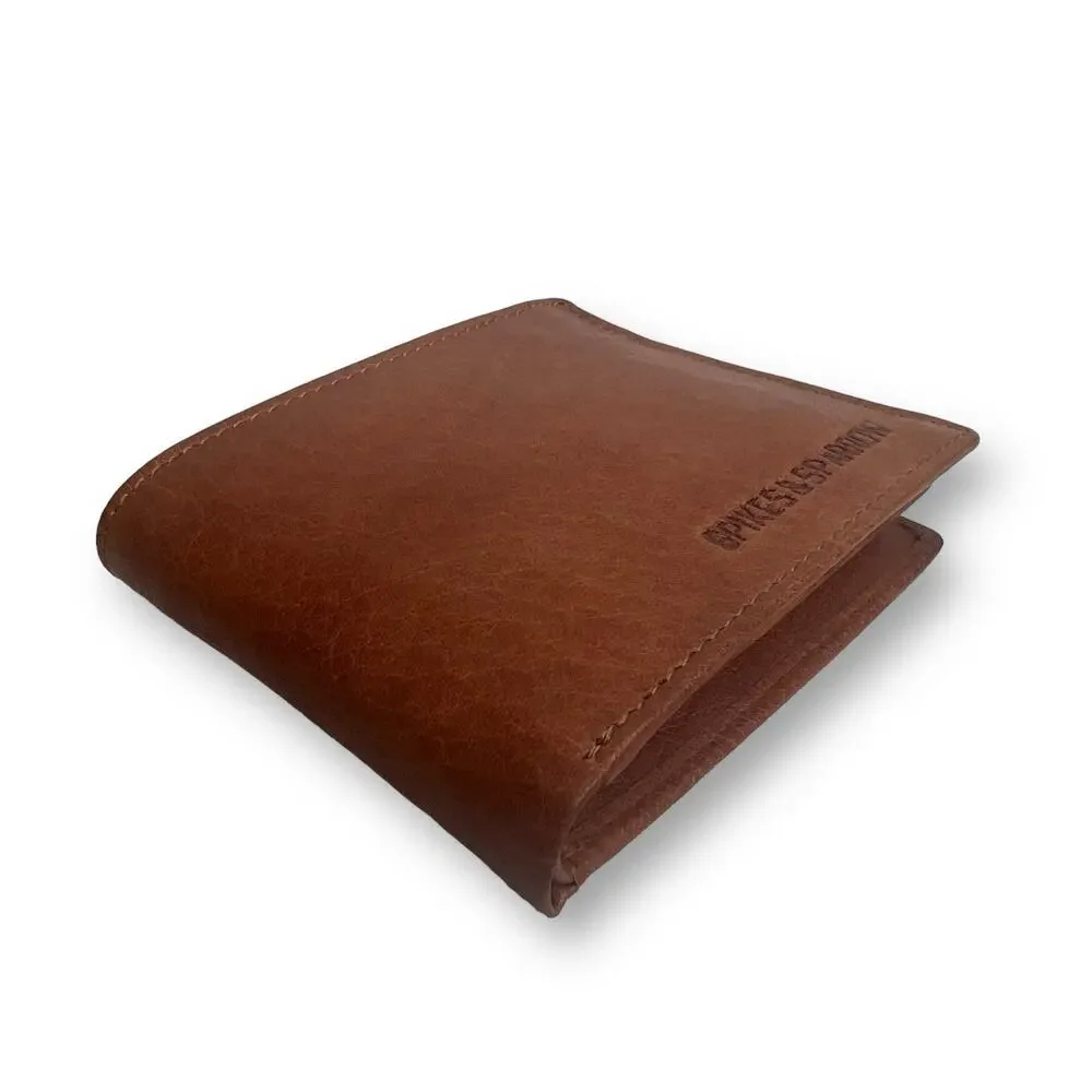 Spikes & Sparrow Thomas Brandy Brown Leather RFID Billfold Wallet 12 Card Slots
